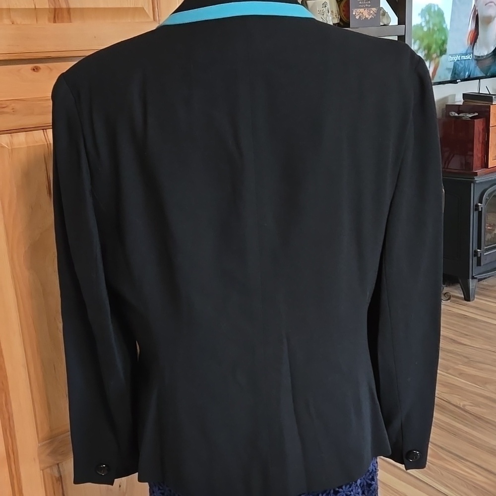 Christian Dior Color Block Blazer Womens Size 14 Black And Teal - Picture 6 of 9